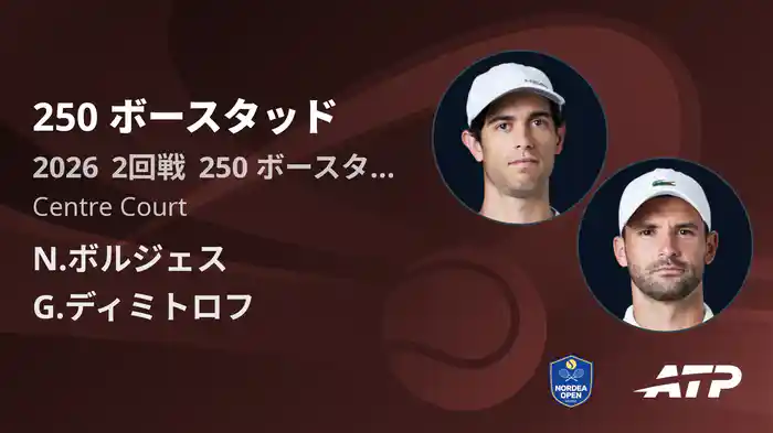 250 ボースタッド Day3 2回戦 N.ボルジェス VS G.ディミトロフ [ATPツアー 2026]