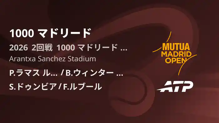 1000 マドリード Day8 2回戦 P.ラマス ルイス/B.ウィンター ロペス VS S.ドゥンビア/F.ルブール [ATPツアー 2026]