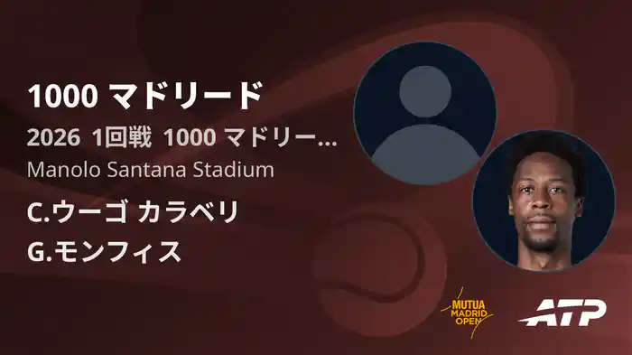 1000 マドリード Day2 1回戦 C.ウーゴ カラベリ VS G.モンフィス [ATPツアー 2026]