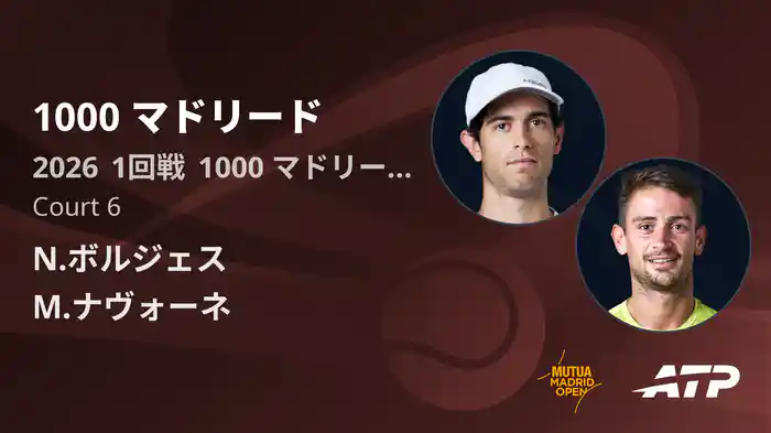 1000 マドリード Day2 1回戦 N.ボルジェス VS M.ナヴォーネ [ATPツアー 2026]