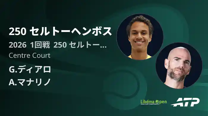250 セルトーヘンボス Day2 1回戦 G.ディアロ VS A.マナリノ [ATPツアー 2026]