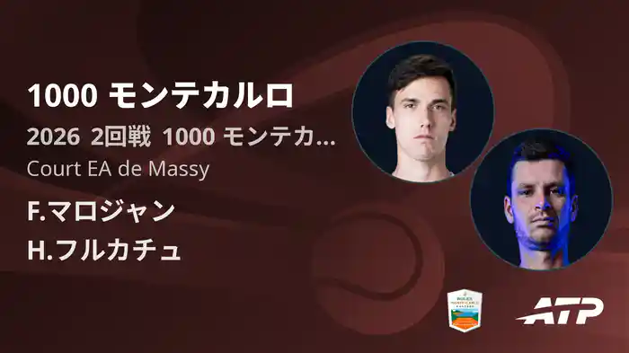 1000 モンテカルロ Day4 2回戦 F.マロジャン VS H.フルカチュ [ATPツアー 2026]