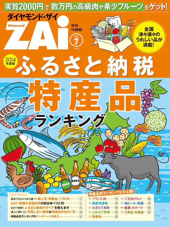 ふるさと納税 特産品ランキング（ダイヤモンドZAi 2014年7月号 特別付録）