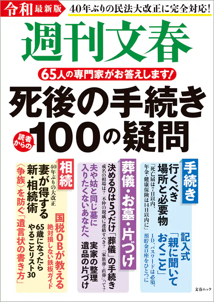 令和最新版　週刊文春　死後の手続き100の疑問