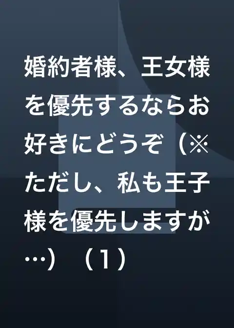 婚約者様、王女様を優先するならお好きにどうぞ（※ただし、私も王子様を優先しますが…）