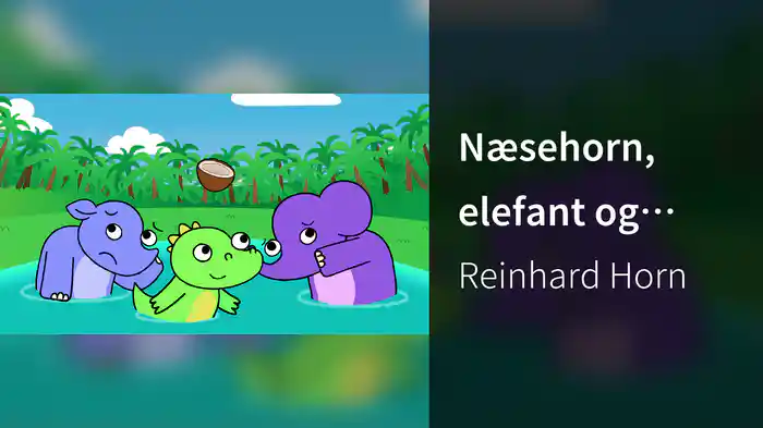 Næsehorn, elefant og krokodille