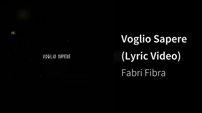 Voglio Sapere (Lyric Video)