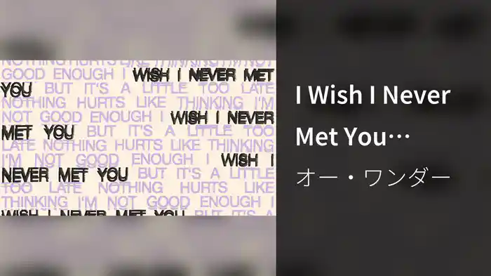 I Wish I Never Met You (Official Audio)