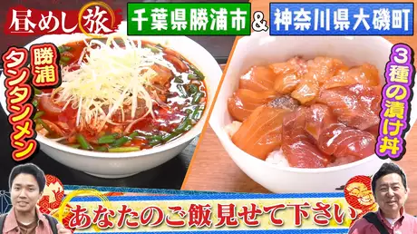 神奈川県大磯町…ブリと桜鯛とサワラの漬け丼＆生ワカメみそ汁