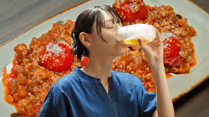 「ミニトマトのミートソース炒め」