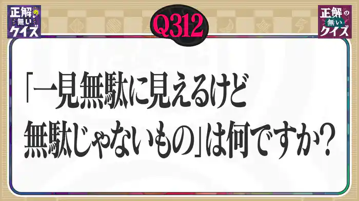 【Q312】「一見無駄に見えるけど無駄じゃないもの」は何ですか?