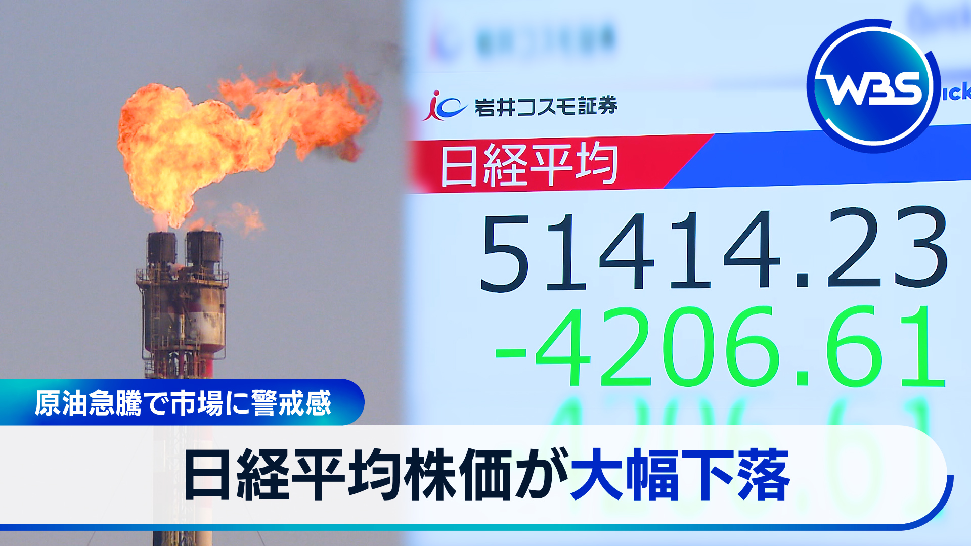 日経平均終値2892円安、下げ幅は史上3番目、原油急騰で…