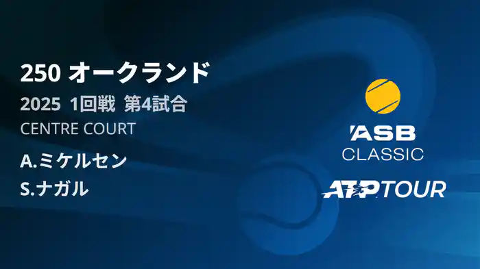 250 オークランド 男子シングルス1回戦 A.ミケルセン VS S.ナガル フルマッチ [ATPツアー 2025]