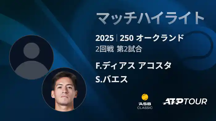 250 オークランド 男子シングルス2回戦 F.ディアス アコスタ VS S.バエス マッチハイライト[ATPツアー 2025]