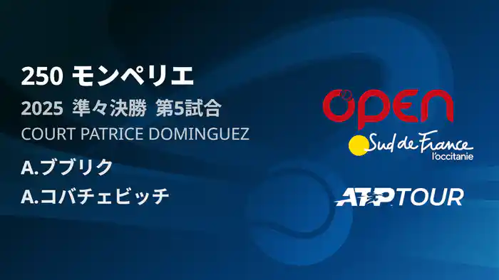 250 モンペリエ 男子シングルス準々決勝 A.ブブリク VS A.コバチェビッチ フルマッチ [ATPツアー 2025]