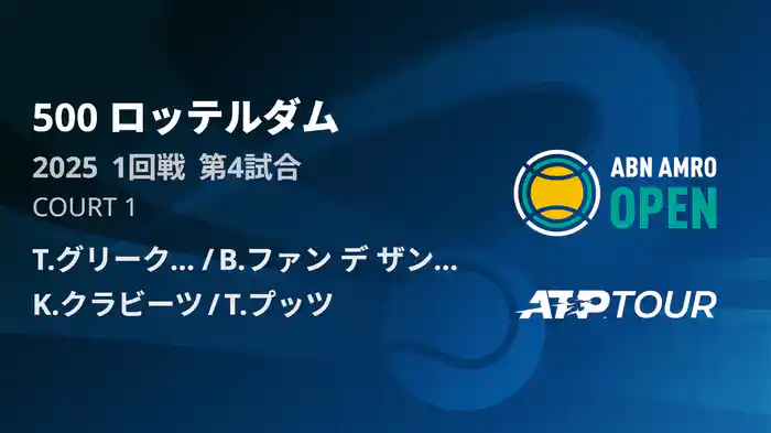 500 ロッテルダム 男子ダブルス1回戦 T.グリークスプア/B.ファン デ ザンスフルプ VS K.クラビーツ/T.プッツ フルマッチ [ATPツアー 2025]