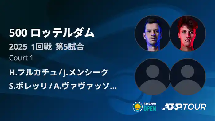 500 ロッテルダム 男子ダブルス1回戦 H.フルカチュ/J.メンシーク VS S.ボレッリ/A.ヴァヴァッソーリ フルマッチ [ATPツアー 2025]