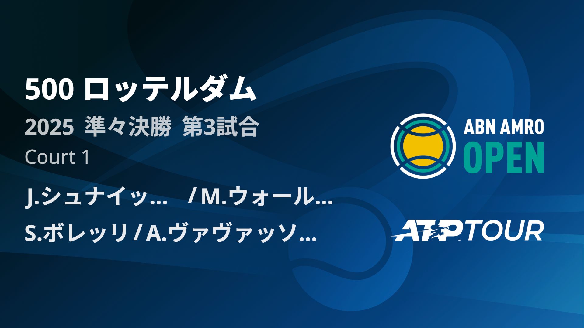 500 ロッテルダム COURT 1 準々決勝 第3試合 [ATPツアー 2025]