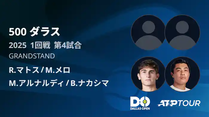 500 ダラス 男子ダブルス1回戦 R.マトス/M.メロ VS M.アルナルディ/B.ナカシマ フルマッチ [ATPツアー 2025]