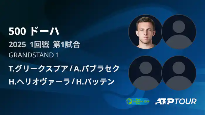500 ドーハ 男子ダブルス1回戦 T.グリークスプア/A.パブラセク VS H.ヘリオヴァーラ/H.パッテン フルマッチ [ATPツアー 2025]