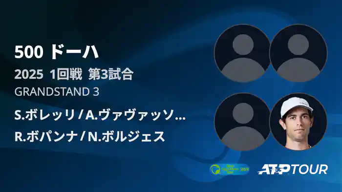 500 ドーハ 男子ダブルス1回戦 S.ボレッリ/A.ヴァヴァッソーリ VS R.ボパンナ/N.ボルジェス フルマッチ [ATPツアー 2025]