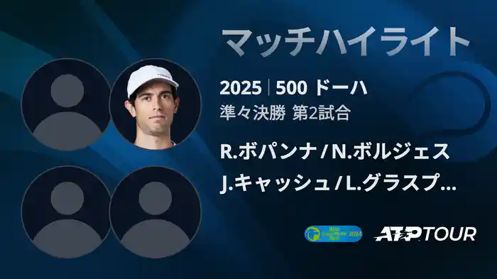 500 ドーハ 男子ダブルス準々決勝 R.ボパンナ/N.ボルジェス VS J.キャッシュ/L.グラスプール マッチハイライト [ATPツアー 2025]