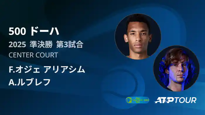 500 ドーハ 男子シングルス準決勝 F.オジェ アリアシム VS A.ルブレフ フルマッチ [ATPツアー 2025]
