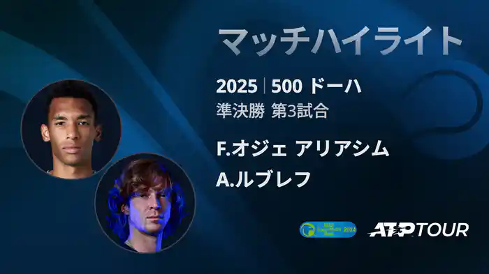 500 ドーハ 男子シングルス準決勝 F.オジェ アリアシム VS A.ルブレフ マッチハイライト [ATPツアー 2025]