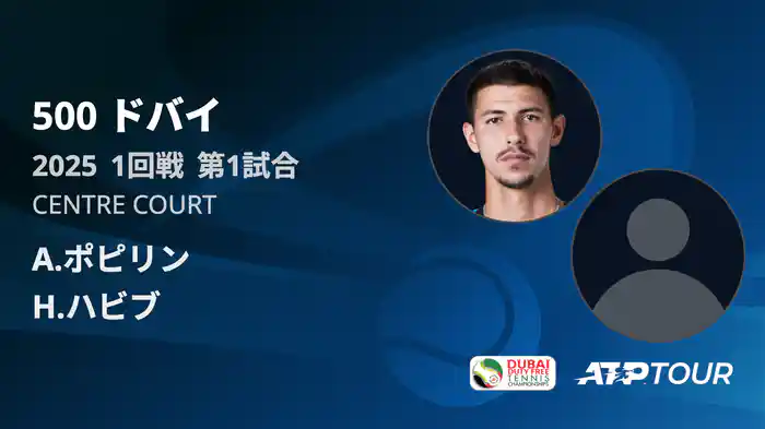 500 ドバイ 男子シングルス1回戦 A.ポピリン VS H.ハビブ フルマッチ [ATPツアー 2025]