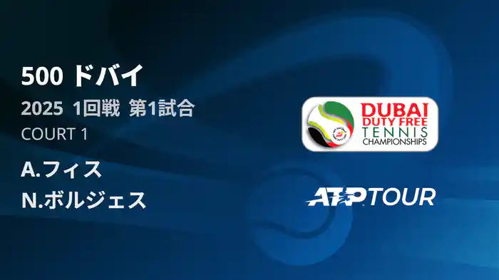 500 ドバイ 男子シングルス1回戦 A.フィス VS N.ボルジェス フルマッチ [ATPツアー 2025]