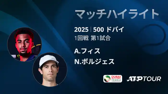 500 ドバイ 男子シングルス1回戦 A.フィス VS N.ボルジェス マッチハイライト [ATPツアー 2025]