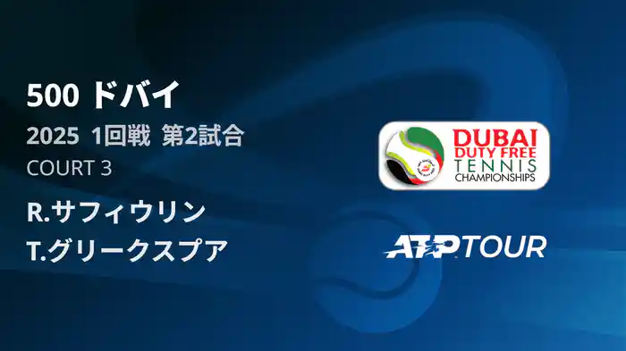 500 ドバイ 男子シングルス1回戦 R.サフィウリン VS T.グリークスプア フルマッチ [ATPツアー 2025]