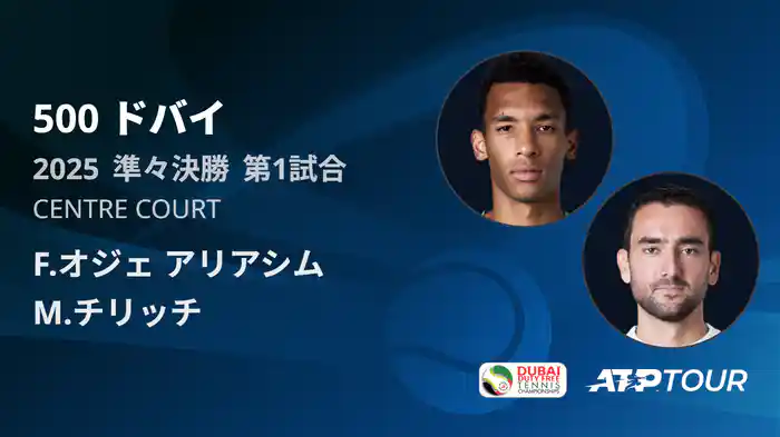 500 ドバイ 男子シングルス準々決勝 F.オジェ アリアシム VS M.チリッチ フルマッチ [ATPツアー 2025]