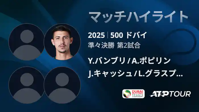 500 ドバイ 男子ダブルス準々決勝 Y.バンブリ/A.ポピリン VS J.キャッシュ/L.グラスプール マッチハイライト [ATPツアー 2025]