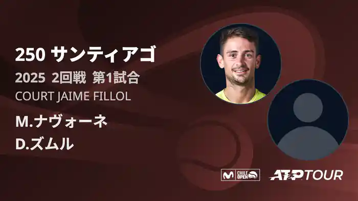 250 サンティアゴ 男子シングルス2回戦 M.ナヴォーネ VS D.ズムル フルマッチ [ATPツアー 2025]