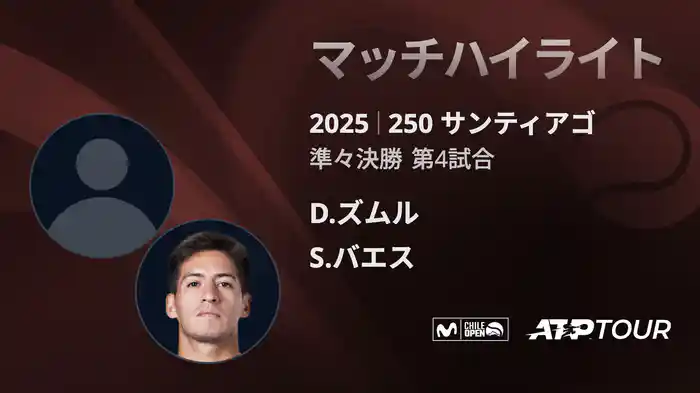 250 サンティアゴ 男子シングルス準々決勝 D.ズムル VS S.バエス マッチハイライト [ATPツアー 2025]