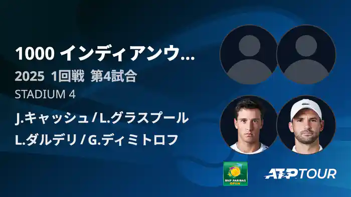 1000インディアンウェルズ 男子ダブルス1回戦 J.キャッシュ/L.グラスプール VS L.ダルデリ/G.ディミトロフ フルマッチ [ATPツアー 2025]