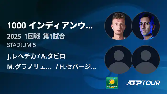 1000インディアンウェルズ 男子ダブルス1回戦 J.レヘチカ/A.タビロ VS M.グラノリェルス/H.セバージョス フルマッチ [ATPツアー 2025]