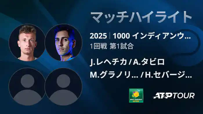 1000インディアンウェルズ 男子ダブルス1回戦 J.レヘチカ/A.タビロ VS M.グラノリェルス/H.セバージョス マッチハイライト [ATPツアー 2025]