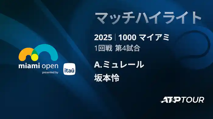 1000 マイアミ 男子シングルス1回戦 A.ミュレール vs 坂本怜 マッチハイライト [ATPツアー 2025]