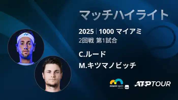 1000 マイアミ 男子シングルス2回戦 C.ルード VS M.キツマノビッチ マッチハイライト [ATPツアー 2025]