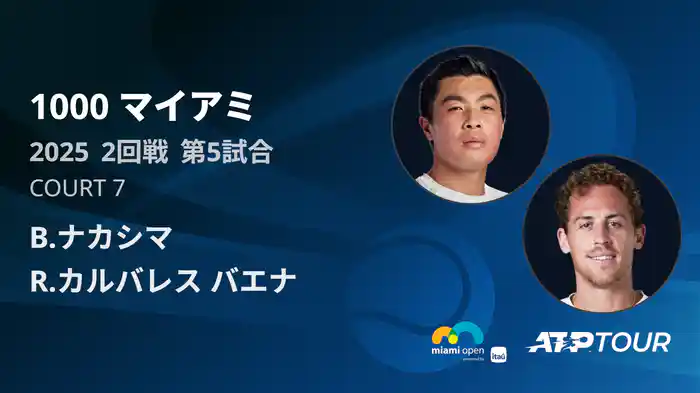 1000 マイアミ 男子シングルス2回戦 B.ナカシマ VS R.カルバレス バエナ フルマッチ [ATPツアー 2025]