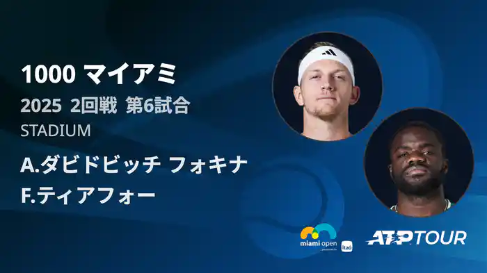 1000 マイアミ 男子シングルス2回戦 A.ダビドビッチ フォキナ VS F.ティアフォー フルマッチ [ATPツアー 2025]