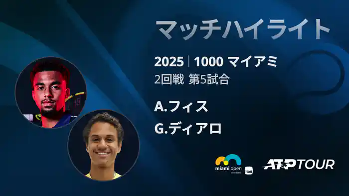 1000 マイアミ 男子シングルス2回戦 A.フィス VS G.ディアロ マッチハイライト [ATPツアー 2025]