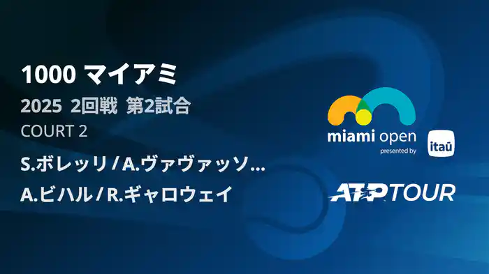 1000 マイアミ 男子ダブルス1回戦 S.ボレッリ/A.ヴァヴァッソーリ VS A.ビハル/R.ギャロウェイ フルマッチ [ATPツアー 2025]