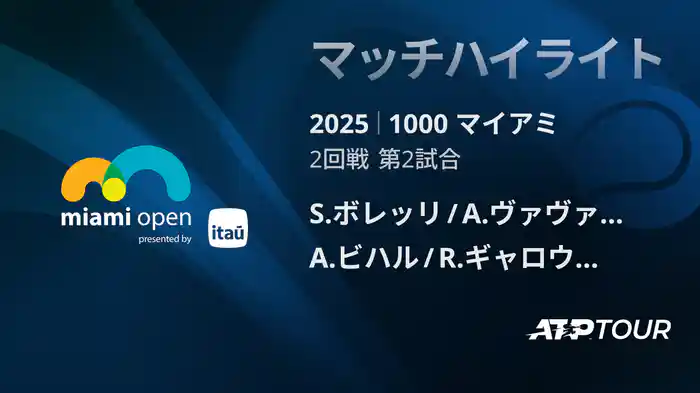 1000 マイアミ 男子ダブルス1回戦 S.ボレッリ/A.ヴァヴァッソーリ VS A.ビハル/R.ギャロウェイ マッチハイライト [ATPツアー 2025]