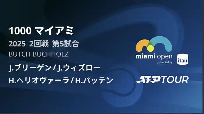 1000 マイアミ 男子ダブルス2回戦 J.ブリーゲン/J.ウィズロー VS H.ヘリオヴァーラ/H.パッテン フルマッチ [ATPツアー 2025]