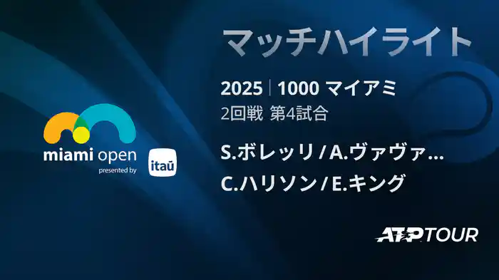 1000 マイアミ 男子ダブルス2回戦 S.ボレッリ/A.ヴァヴァッソーリ VS C.ハリソン/E.キング マッチハイライト [ATPツアー 2025]