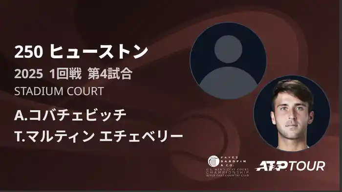 250 ヒューストン 男子シングルス1回戦 A.コバチェビッチ VS T.マルティン エチェベリー フルマッチ [ATPツアー 2025]