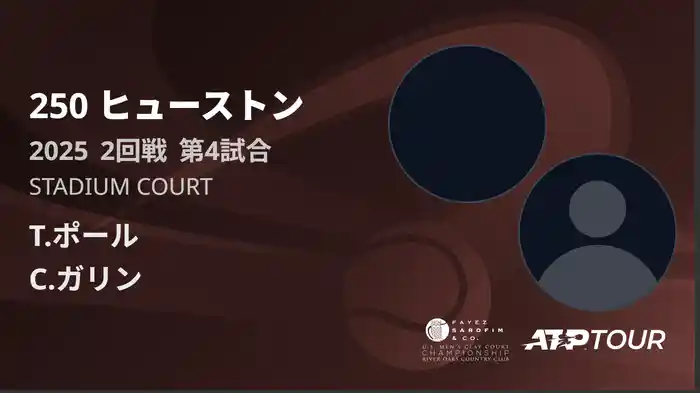 250 ヒューストン 男子シングルス2回戦 T.ポール VS C.ガリン フルマッチ [ATPツアー 2025]